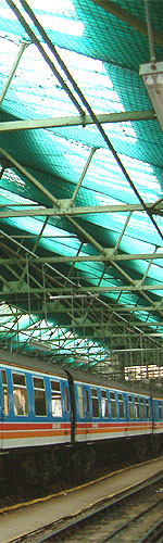 safety netting in a railway shed to prevent falling glass